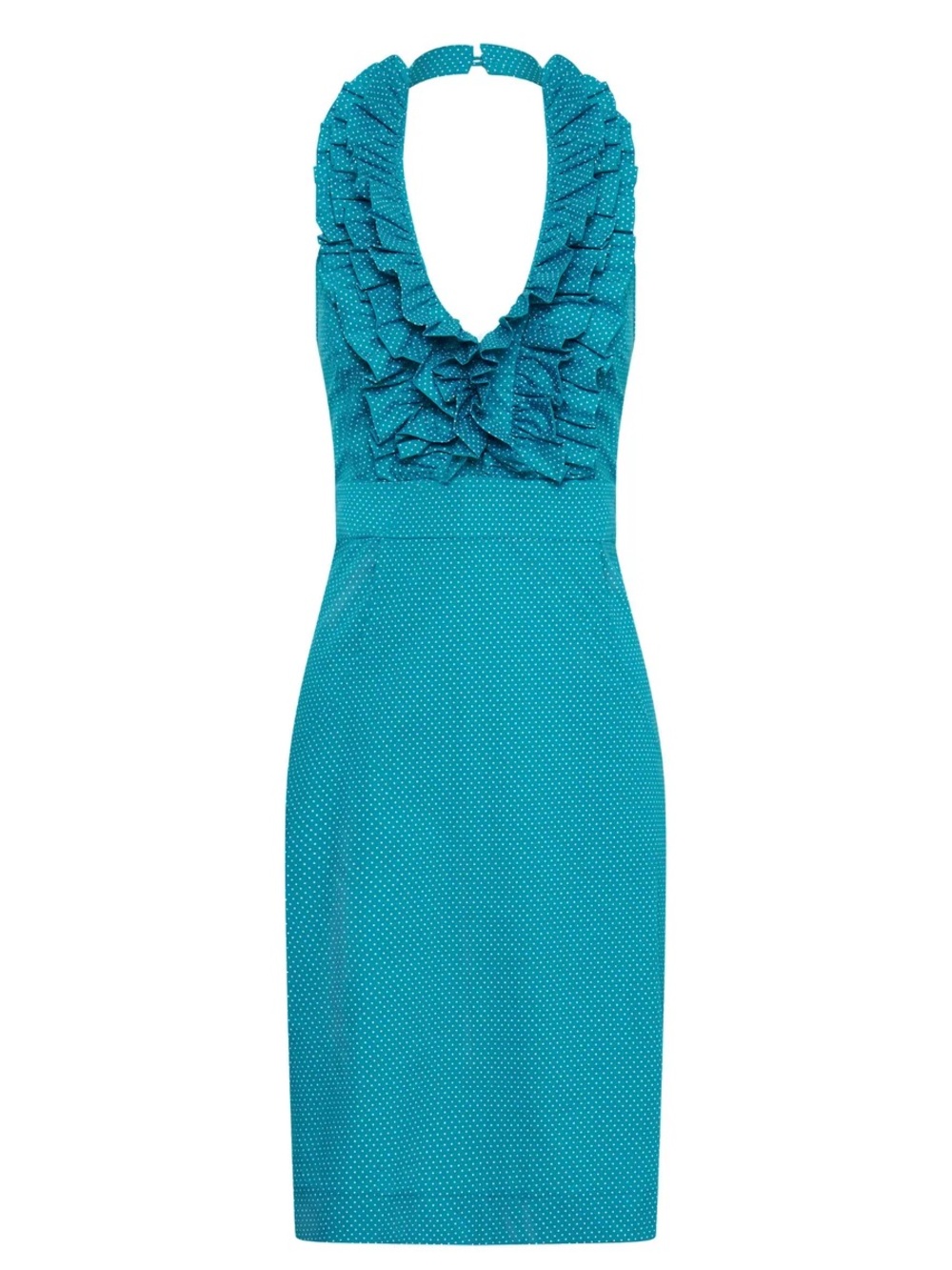 Teal Halter Ruffle Front Maxi Dress - Women